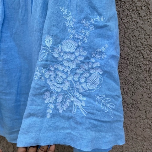 Tommy Hilfiger 100% Linen Skirt Women’s Size 14 Embroidered Floral Flare Hem - Picture 4 of 10